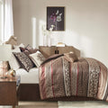 7 Piece Comforter Set Red Cal King California King Red Polyester