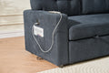 Sectional Sofa Bed L Shaped Sofa Couch Bed With Usb Port, Reversible Sofa Couch Sleeper With Pull Out Bed, Chaise With Storage, Pull Out Couch For Living Room Black Wood Fabric 3 Seat
