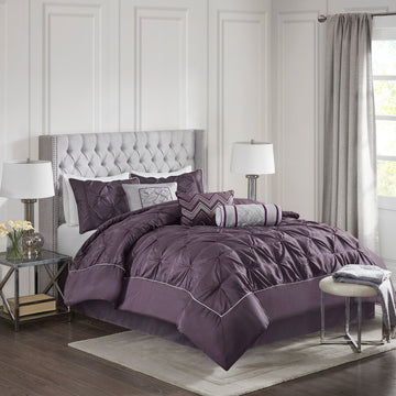 7 Piece Tufted Comforter Set Plum Full Full Plum Polyester