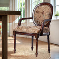 Bernice Oval Back Chair Brown Beige Gray Foam Wood Fabric