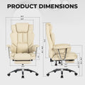 Office Chair, Big And Tall Executive Office Chair With Footrest, Leather Computer Chair, Ergonomic Reclining Chair High Back With Lumbar Support, Large Home Office Chair Beige Beige Pu Leather