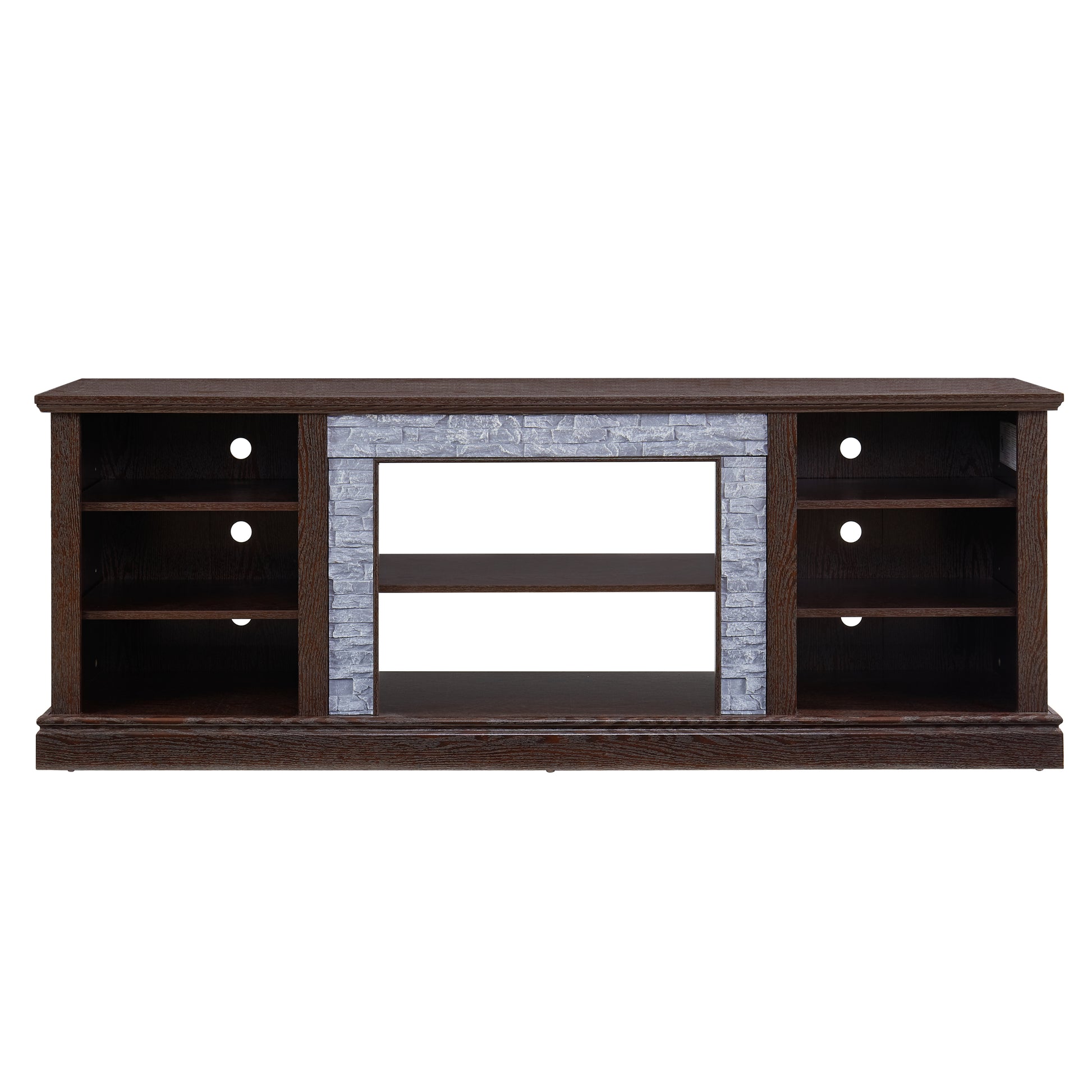 Large Faux Stacked Stone Tv Stnad, Desk Storage Rack, Media Console Table With Large Storage Cabinet,Modern Tv Media Entertaionment Stand,Cherry, 70.12"W*15.35"D*25.83"H Cherry 70 79 Inches Mdf