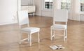 Vintage Traditional 2 Piece Upholstered Dining Chairs With Padded Backs, Cream Cream Dining Room Traditional Rubberwood Foam Rubber Wood