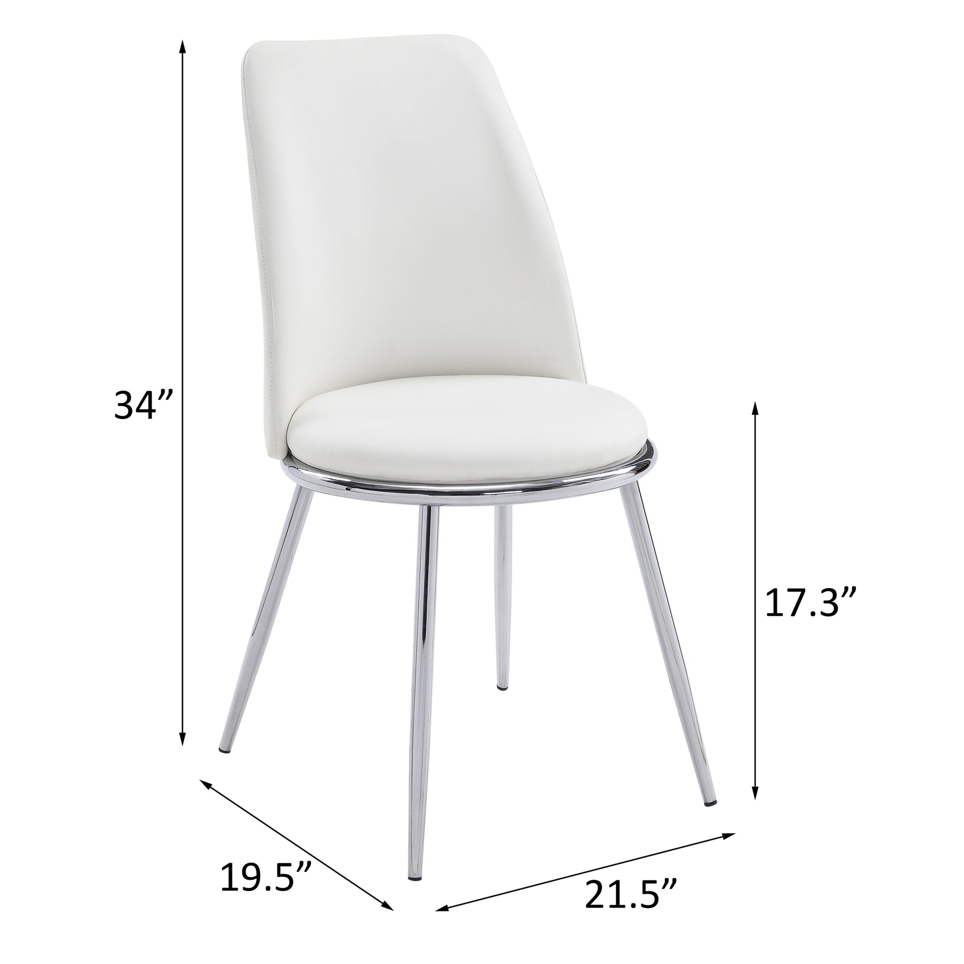 White And Chrome Tight Back Side Chairs Set Of 2 White Primary Living Space Contemporary Foam Fabric Metal