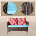 Four Piece Sofa Set Table With Sofa Chair Pe Rattan Outdoor Furniture Hy4 001 Box *1 With Sapphire Blue Color Cushion Yes Brown Uv Resistant Frame Water Resistant Cushion Iron