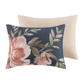 8 Piece Cotton Comforter Set Navy Queen Queen Navy Polyester