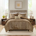 6 Piece Jacquard Comforter Set With Throw Pillows King Cal King Multicolor Polyester