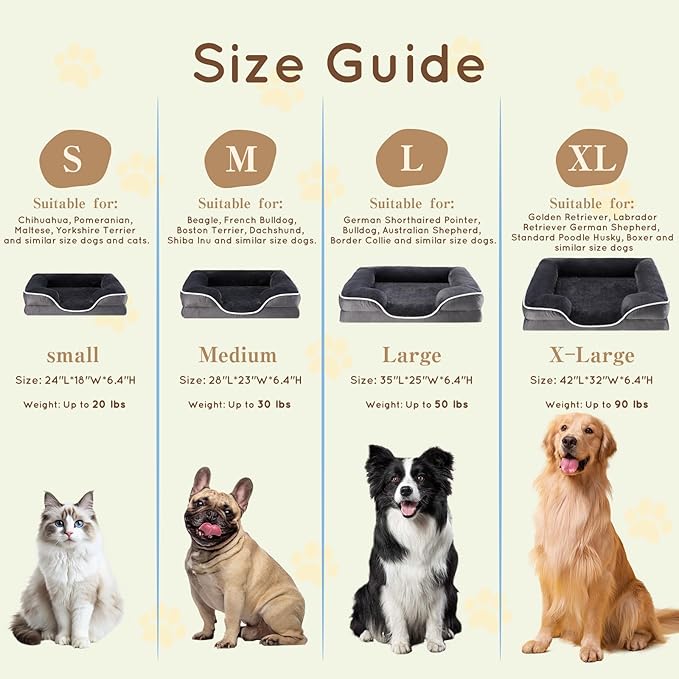 28'' Orthopedic Dog Bed For Medium Dog, Memory Foam Dog Bed, Egg Crate Foam Dog Couch Bed With Washable Removable Cover, Grey Grey Faux Fur