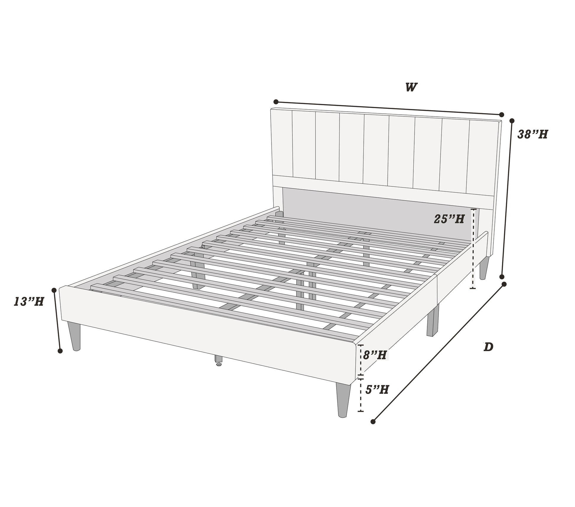 1Pc Eastern King Size Bed Beautiful Gray Polyfiber Vertical Tufted Hb Platform Bedframe Slats Bedroom Furniture Box Spring Not Required King Grey,Light Gray Wood Bedroom Modern,Transitional