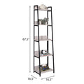 Natural And Black 5 Tier Ladder Bookshelf 5 Natural Black Horizontal Primary Living Space Open Back Industrial Adjustable Shelves Wood Metal