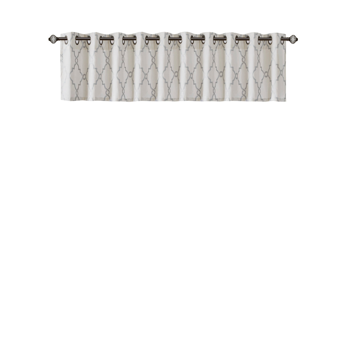 Fretwork Print Grommet Top Window Valance Ivory Grey 50X18" Ivory Grey Polyester
