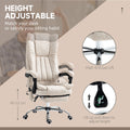 Vinsetto Microfiber Office Chair, High Back Computer Chair With 6 Point Massage, Heat, Adjustable Height And Retractable Footrest, Cream White Cream White Polyester