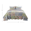 Eni 2 Piece Twin Xl Cotton Quilt Set, Pastel Blue Flowers, Soped Edges Twin Xl Multicolor Microfiber