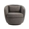 Upholstered Swivel Barrel Armchair With Storage Modern Living Room Side Chair For Bedroom Office Reading Spaces Teddy Fabric Grey Grey Foam Upholstered