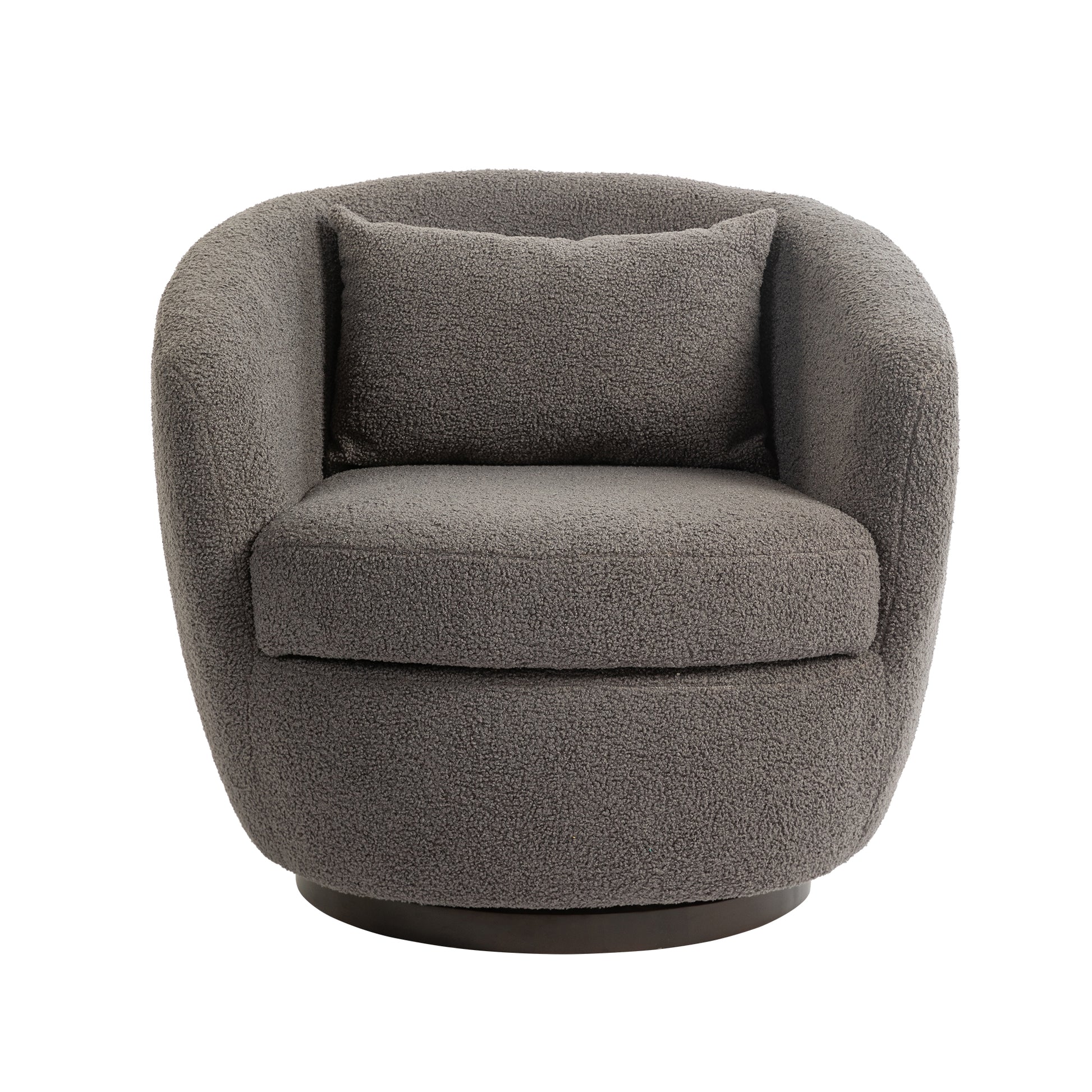 Upholstered Swivel Barrel Armchair With Storage Modern Living Room Side Chair For Bedroom Office Reading Spaces Teddy Fabric Grey Grey Foam Upholstered