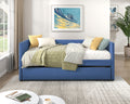 1Pc Daybed With Trundle Blue Fabric Upholstery Wooden Frame Modern Home Furniture Box Spring Not Required Blue Wood Primary Living Space Modern,Transitional Polyester Engineered Wood,Wood