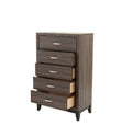 Bedroom Furniture Rustic Grey Oak Simple 1Pc Tall Chest 5 Drawers Storage Solidwood Chest Gray Bedroom Modern,Transitional Pine Particle Board Mdf,Solid Wood