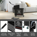 Homcom Mop Bucket With Wringer On Wheels For Floor Cleaning, 21 Quart, Separate Dirty And Clean Water, Black Black Plastic