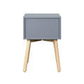 Side Table,Bedside Table With 2 Drawers And Rubber Wood Legs, Mid Century Modern Storage Cabinet For Bedroom Living Room, Gray Gray Mdf