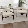 Coolmore Modern Accent Chair Teddy Upholstered Armchair With Open Back 3 Legs Barrel Dining Chair Comfy Side Chair For Living Room Bedroom Dining Room Set Of 2 Beige Beige Primary Living Space Foam