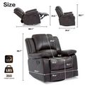 Swivel And Glider Recliner Chair, Brown Brown Faux Leather Manual Push Button Wood Primary Living Space Soft American Traditional Push Button Metal & Wood
