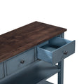 Retro Design Console Table With Two Open Shelves, Pine Solid Wood Frame And Legs For Living Room Antique Navy Espresso Antique Navy Espresso Solid Wood Mdf