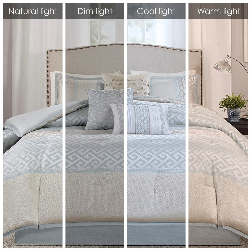 7 Piece Comforter Set Aqua Queen Queen Aqua Polyester