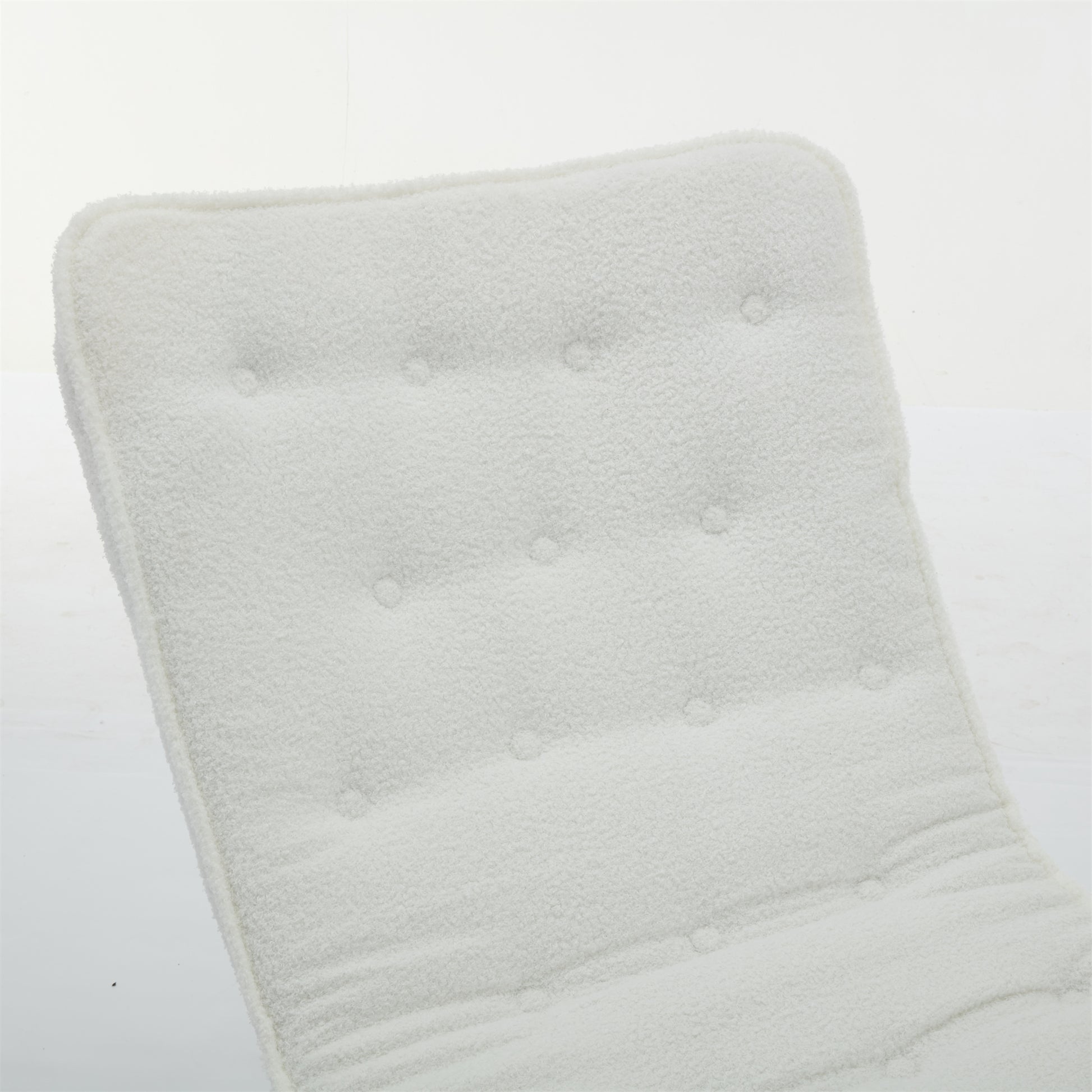 Lazy Rocking Chair,Comfortable Lounge Chair With Wide Backrest And Seat Wood Base, Upholstered Armless Rocker Chair For Living Room, Balcony,Bedroom And Patio Porch. White Cushion Iron White Primary Living Space Sponge Square Casual Rocking Chairs