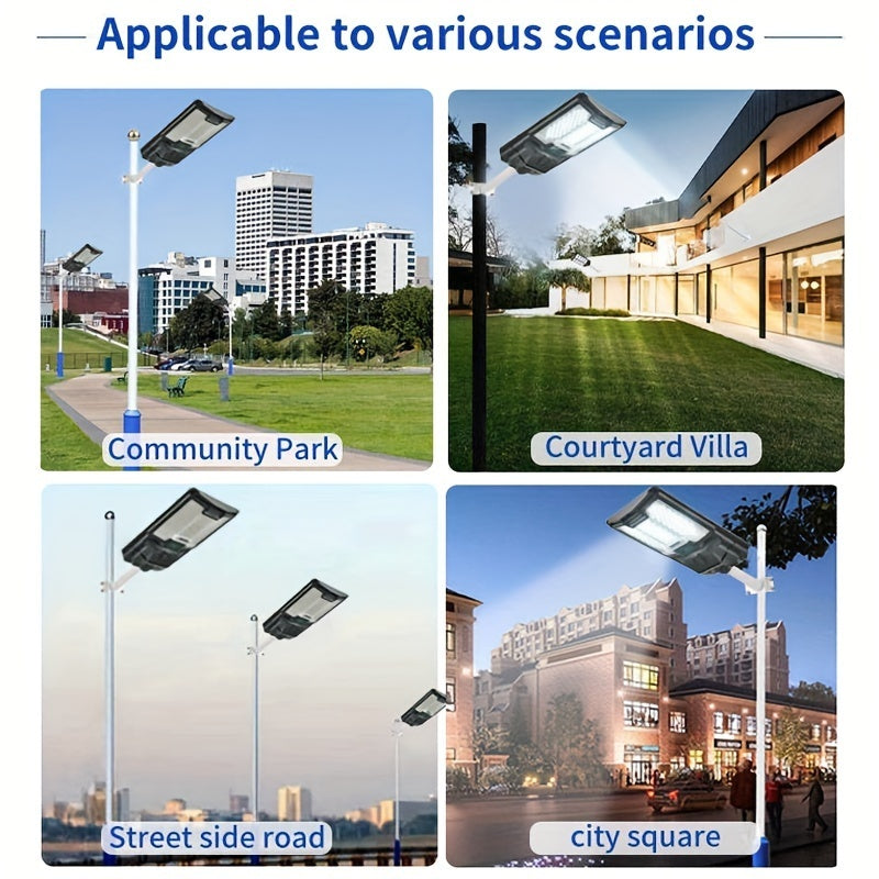 Solar Street Lights Outdoor, Parking Lot Lights With 66Pcs Led Beadsip65 Waterproof Solar Flood Lights, Dusk To Dawn Solar Lights For Garden, Street Side Road,Courtyard Villa,City Square Black White Modern,Sporty,Vintage Metal