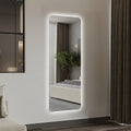 65X22Inch Full Body Mirror With Lights Full Length Mirror Wall Hanging Type Suitable For Bedrooms, Dimming And 3 Color Lighting Silver Modern Glass