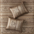 5 Piece Reversible Jacquard Bedspread Set Brown Gold King King Brown Gold Microfiber