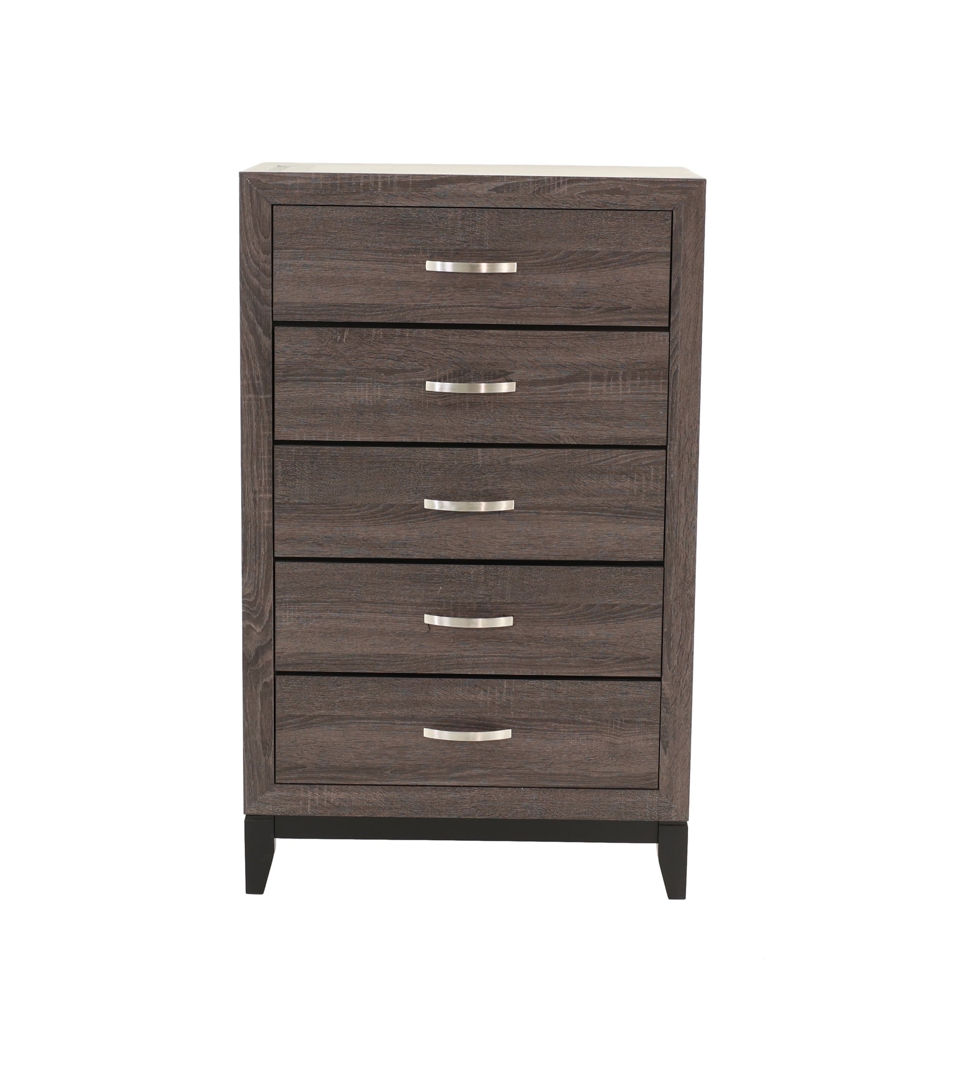 Bedroom Furniture Rustic Grey Oak Simple 1Pc Tall Chest 5 Drawers Storage Solidwood Chest Gray Bedroom Modern,Transitional Pine Particle Board Mdf,Solid Wood