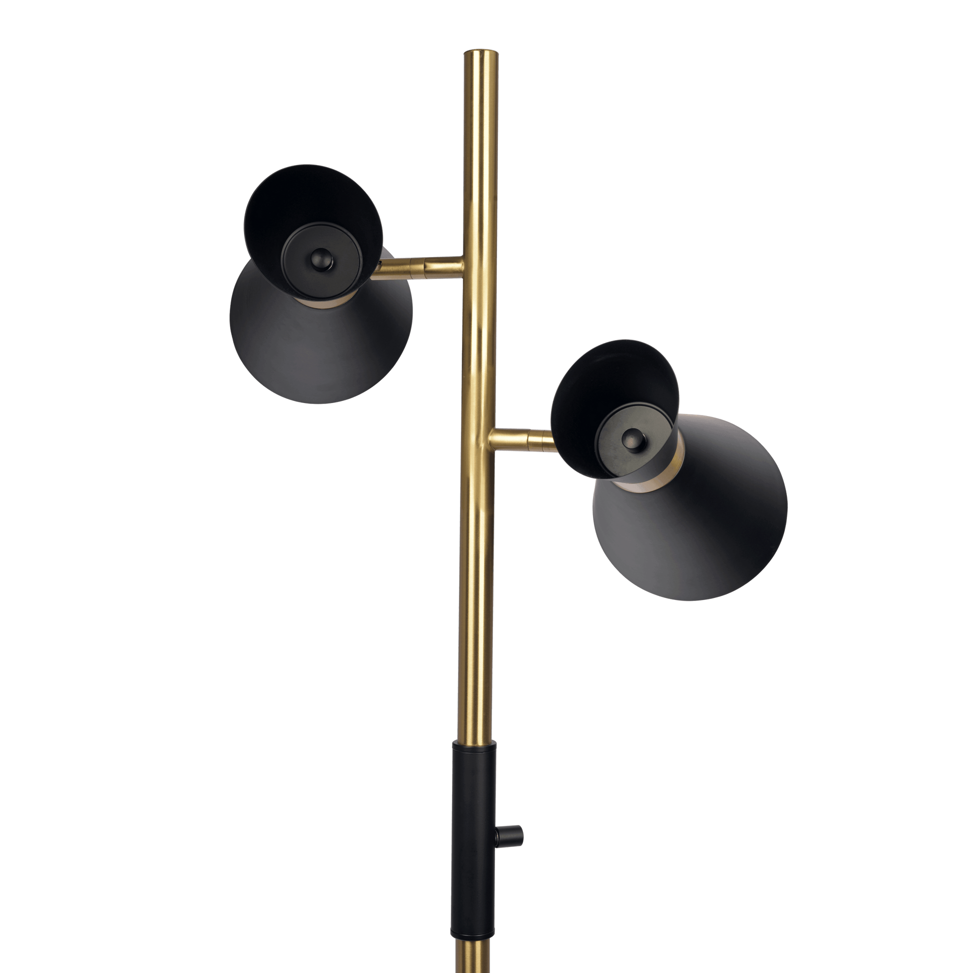 Axis Brassed Gold Floor Lamp With 4 Way Switch Double Spots With Metal Base Black,Gold Metal