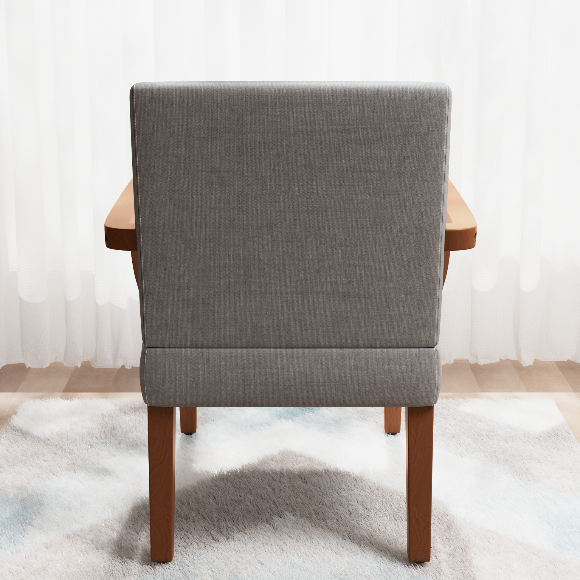 Fabric Accent Arm Chair Set Of 2 With Round Wood Table Light Gray Fabric