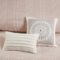 3 Piece Cotton Jacquard Comforter Set Blush Full Queen Queen Blush Cotton