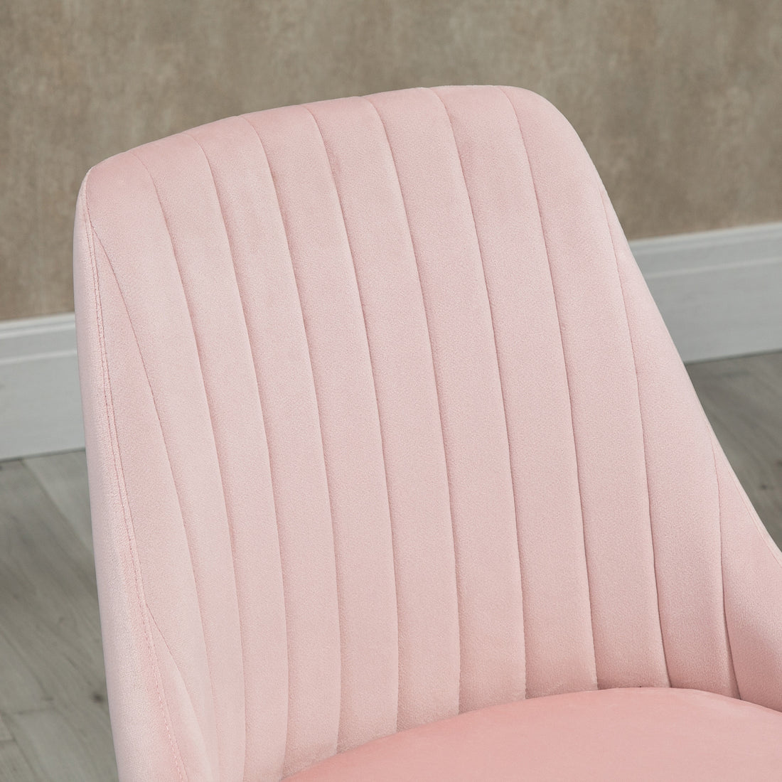 Vinsetto Mid Back Office Chair, Velvet Fabric Swivel Sop Shape Computer Desk Chair For Home Office Or Bedroom, Pink Pink Polyester