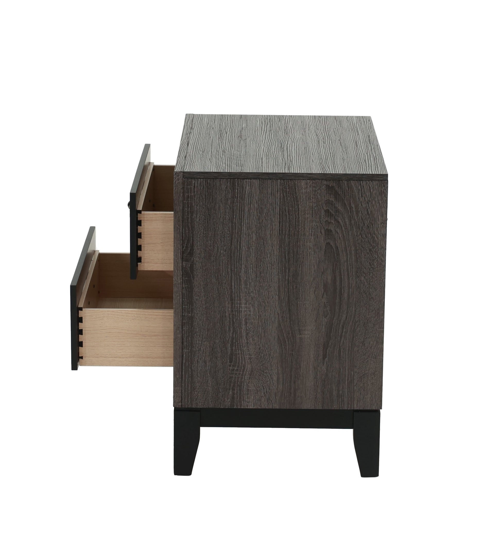 Bedroom Furniture Rustic Grey Oak Simple 1Pc Nightstand 2 Drawers Bed Side Table Solidwood Gray 2 Drawers Bedroom Bedside Cabinet Modern,Transitional Pine Drawers Particle Board Mdf,Solid Wood