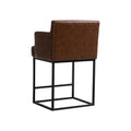 Coolmore Counter Height Bar Stools Set Of 2, Modern Square Bar Stool With Back, Black Metal Frames, Upholstered Bar Stools For Kitchen Island, Pub, Club Brown Pu Brown Pu Primary Living Space Foam Pu