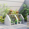 Outsunny 6' X 3' X 3' Portable Mini Greenhouse Outdoor Garden With Large Zipper Doors And Water Uv Pe Cover, White White Plastic