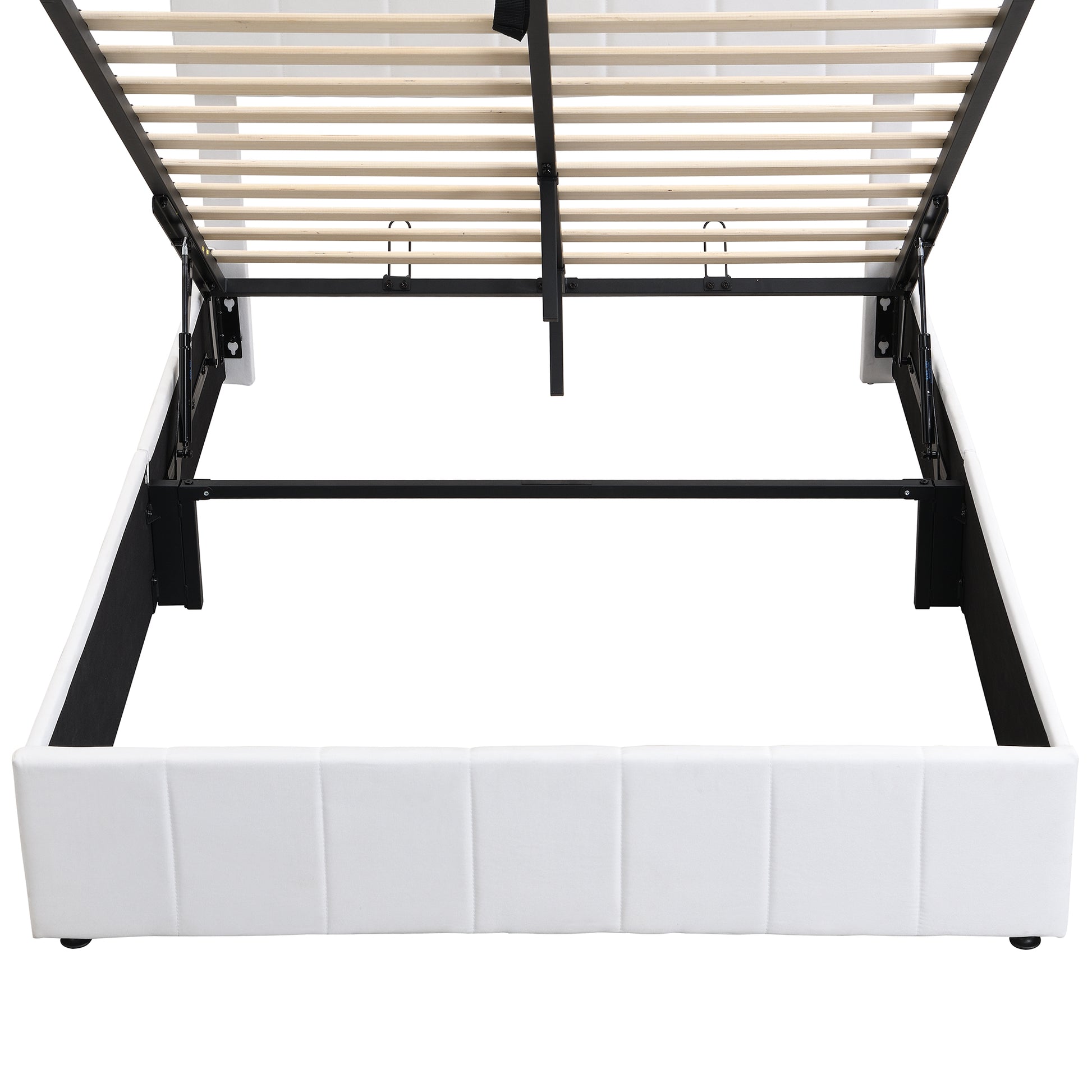 Full Size Upholstered Platform Bed With A Hydraulic Storage System White Old Sku: Lp000111Aak White Upholstered