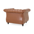 Comfy Arm Chair With Tufted Backmodern For Living Room, Bedroom And Study Brown Pu