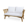 Outdoor Wooden Loveseat With Cushions White Teak 55.50