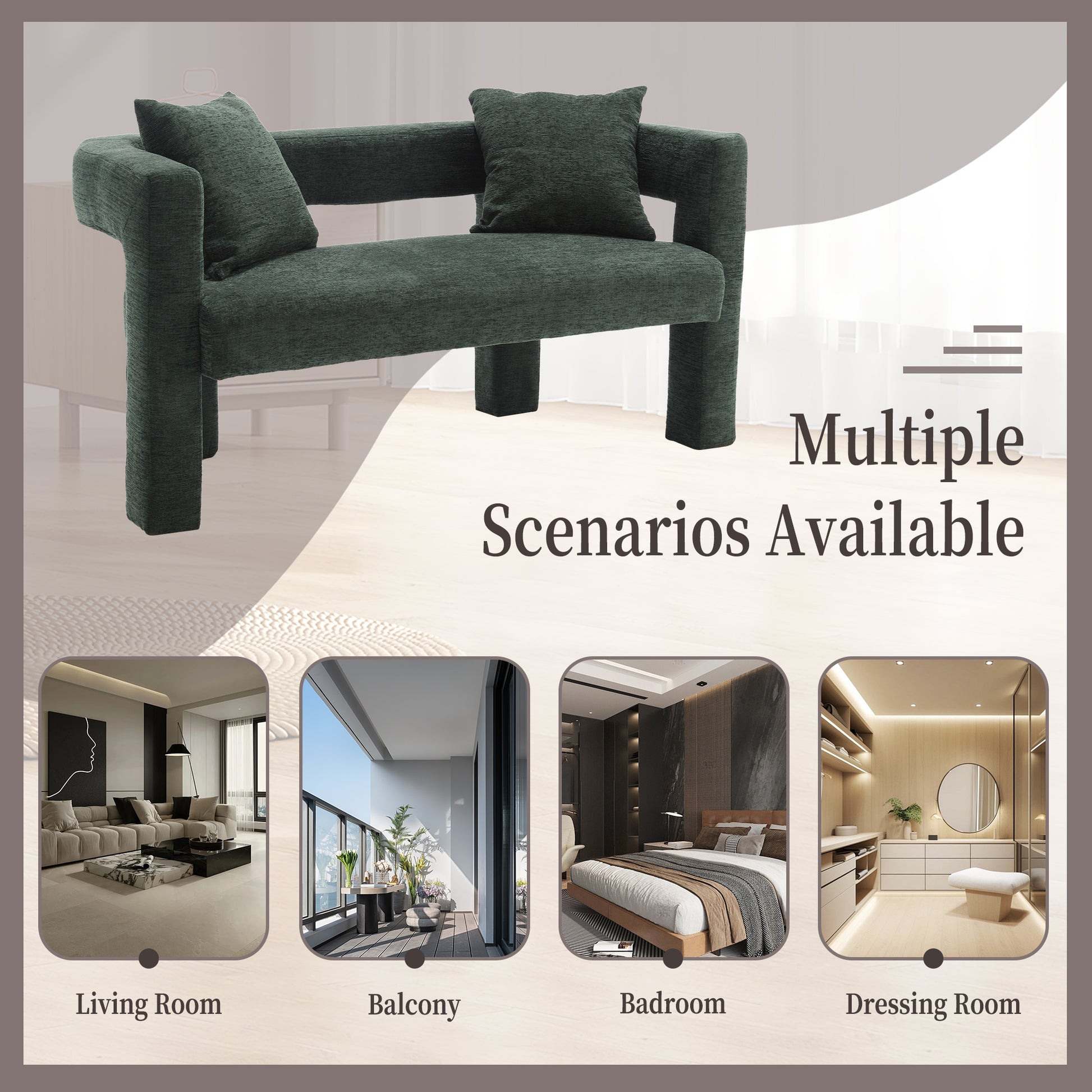 Coolmore Modern Chenille Loveseat Sofacomfy Upholstered 2 Seater Sofa, Small Loveseat Accent Couch For Living Bedroom Leisure Areas Emerald Emerald Primary Living Space Soft Foam Chenille
