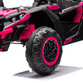 24V Two Seater Kids Ride On Utv W Parents Remote Control,Four Wheel Suspension,Slow Start,Large Wheel Design,Anti Collision Bar,Storage Space,Music,Usb,Bluetooth,Volume Control,Led Lights For Kids 3 . Pink 100 149 Lbs Polypropylene