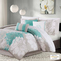 Printed Cotton Sateen Comforter Set Aqua Twin Twin Xl Twin Aqua Polyester