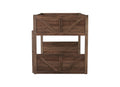Twin Over Twin Floor Bunk Bed With Panelled Headboard And Footboard, Solid Rubber Wood Foundation With Safety Guardrails, Built In Ladder,Antique Oak Twin Antique Dark Oak Rubber Wood