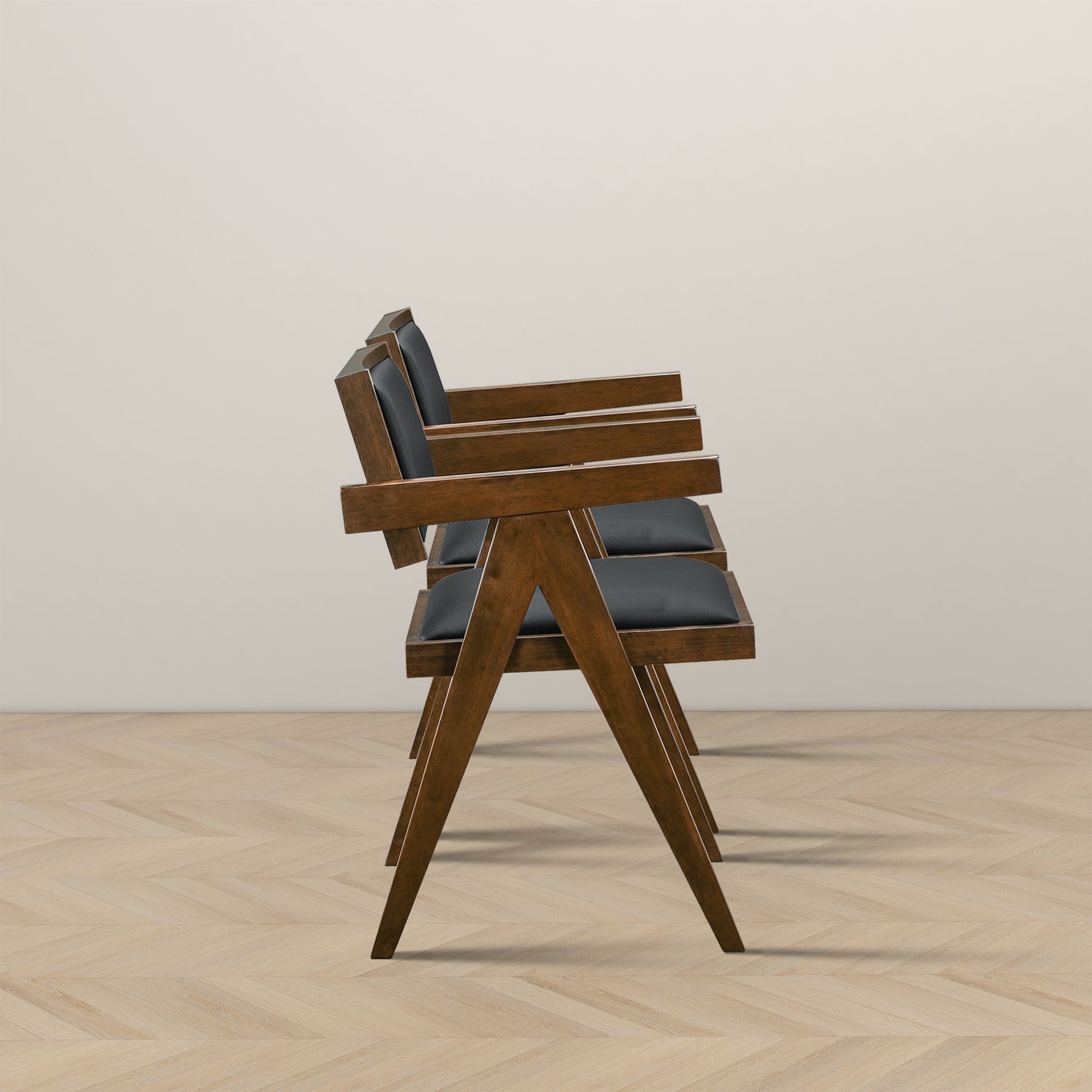 Athena Black Vegan Leather Dining Chair Set Of 2 Solid Black,Brown Brown Dining Room Wipe Clean Dining Chairs Faux Leather,Solid Wood