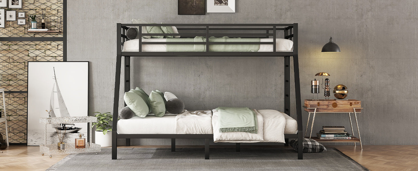 Metal Twin Xl Over Queen Bunk Bed For Teens And Adults,Space Saving Noise Reduced No Box Spring Needed Expect Arrive Date 2024 7 17 Twin Xl Black Metal