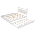 Queen Size Wooden Storage Platform Bed, With 2 Big Drawers, T Size Trundle, White Queen White Plywood