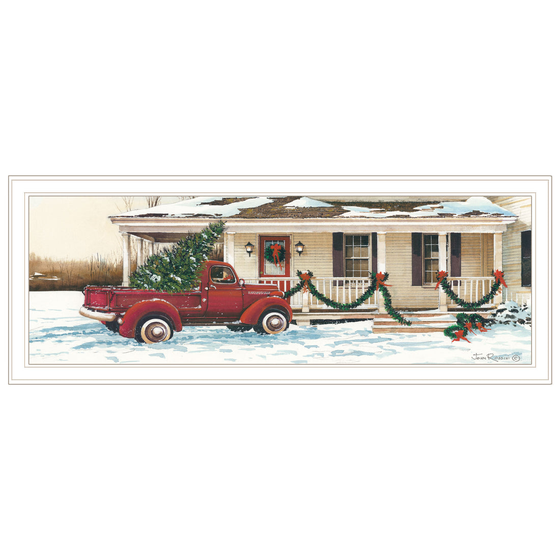 Preparing For Christmas White Framed Wall Art For Living Room, Bedroom Wall Art Print For Home Decor By John Rossini Multicolor Wood Paper